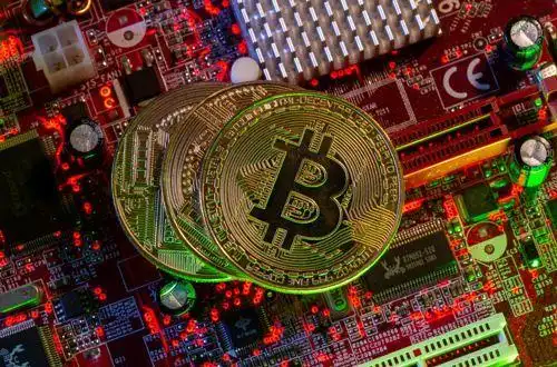 Expansive mining farm illuminated by LED indicators