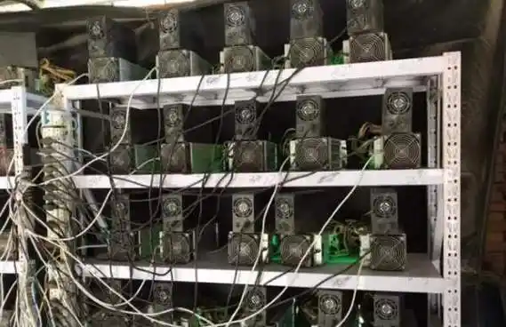 An advanced mining rig setup in a green hosting facility, showcasing efficient hardware and renewable energy integration